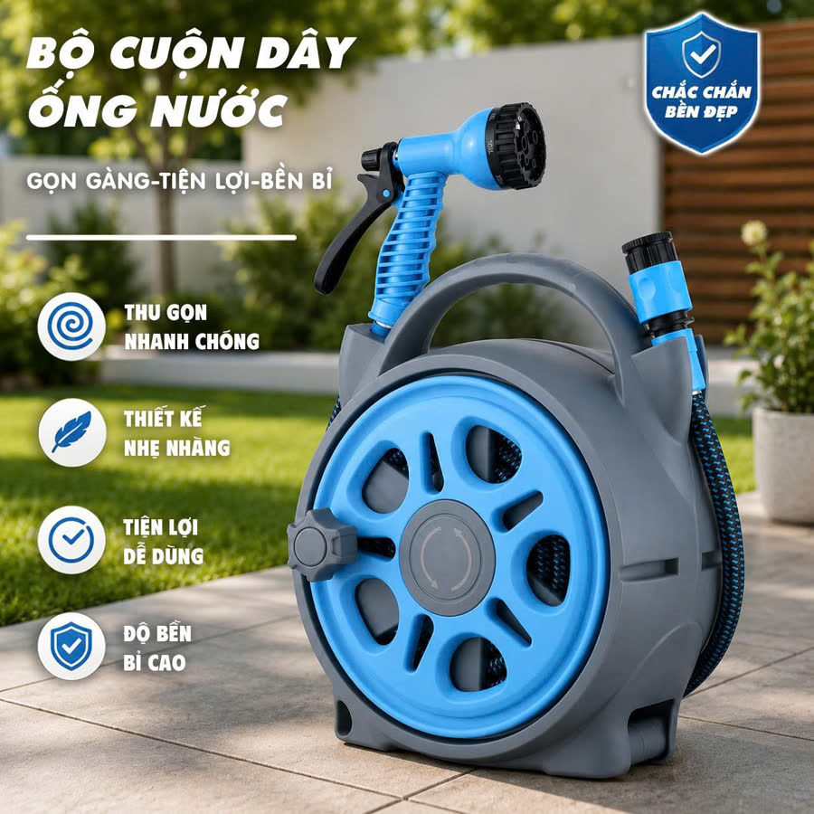 Bộ cuộn dây ống nước: thu gọn nhanh chóng, thiết kế nhẹ nhàng, tiện lợi dễ dùng, độ bền bỉ cao